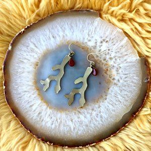 Anthropologie coral branch earrings